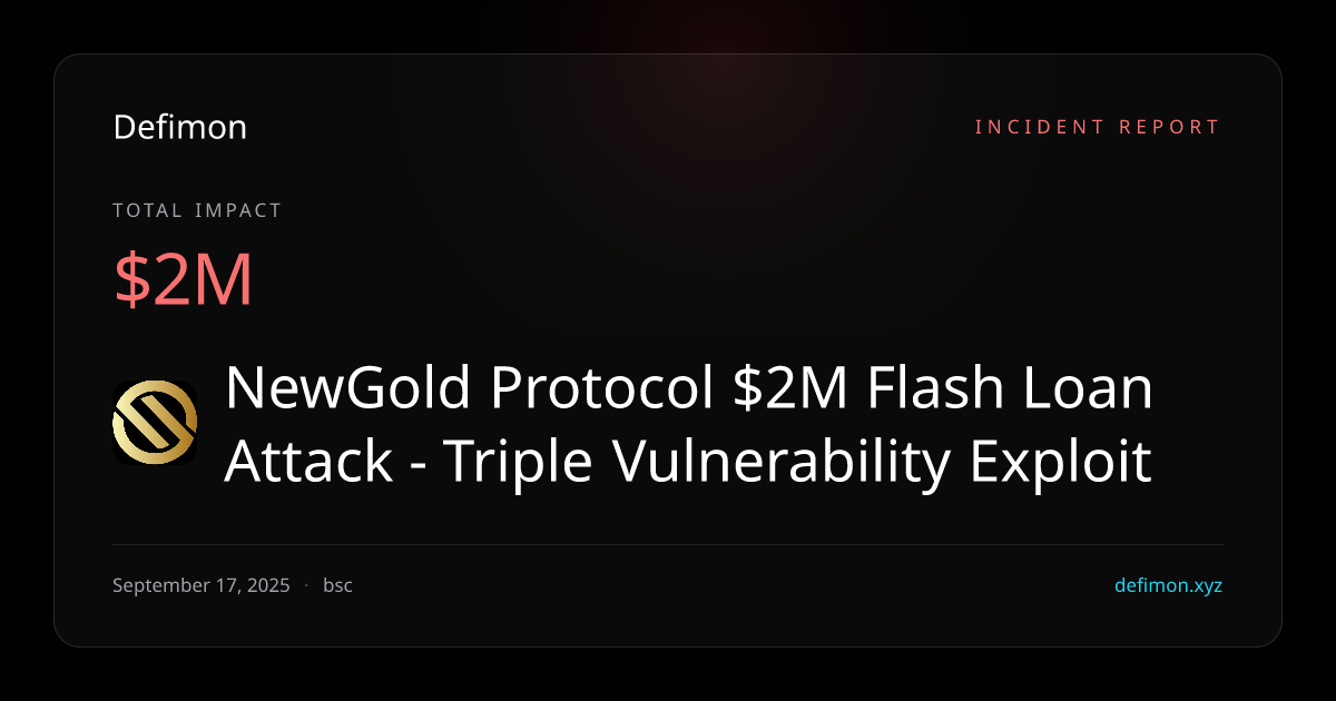 NewGold Protocol $2M Flash Loan Attack - Triple Vulnerability Exploit