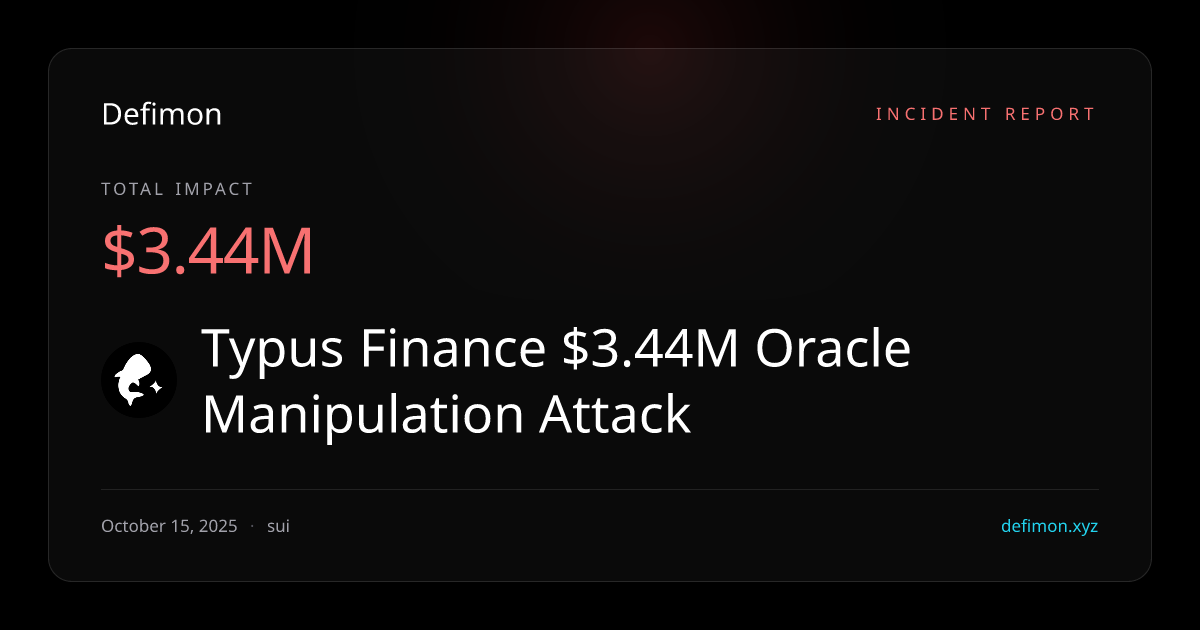 Typus Finance $3.44M Oracle Manipulation Attack